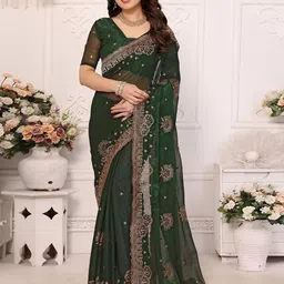 The Textile Hub Floral Embroidered Pure Silk Saree-picture-26
