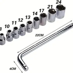 zeno volt 10Pcs Hex Socket Wrench Spanner Tool Goti Set for Automobiles/Bike/Car Repair Socket Set image 2