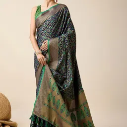 VS MALL Woven Design Zari Art Silk Patola Saree image 2