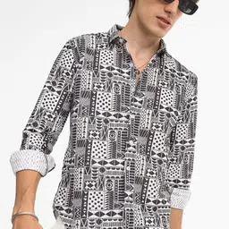 Campus Sutra Men Comfort Spread Collar Tribal Print Printed Casual Shirt-picture-33