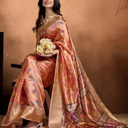 you shop we ship Ethnic Motifs Silk Blend Handloom Mysore Silk Saree image 4