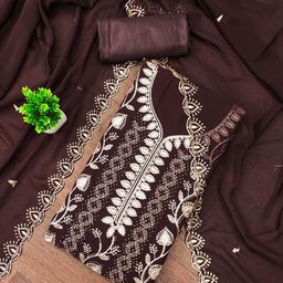MANVAA Embroidered Silk Georgette Unstitched Dress Material-picture-16