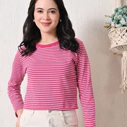 Myrung Women Striped Bio Finish T-shirt-image-13