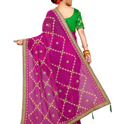 AKSH FASHION Embroidered Pure Georgette Saree image 2