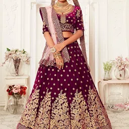 Zeel Clothing Embroidered Zari Work Semi-Stitched Lehenga & Blouse With Dupatta-picture-51