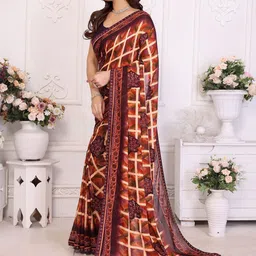 Moda Rapido Floral Beads and Stones Poly Georgette Saree image 2