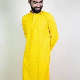 KUNDALI KAKSHAY Men Regular Mirror Work Kurta with Trousers image 2