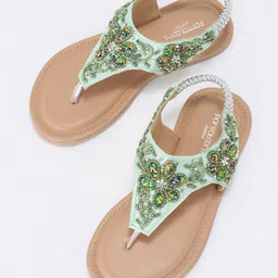 Pantaloons Junior Girls Embellished Open Toe Flats-image-56