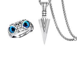 J.S ENTERPRISES Men Arrow Pendant Chain & Owl Ring Jewellery Set-picture-14