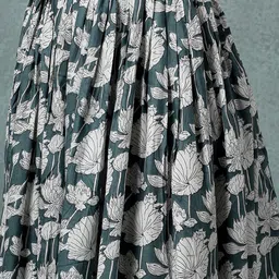 SUNEKH Floral Printed Cotton Flared Maxi Skirt image 2