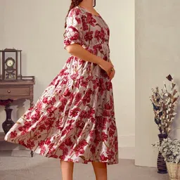 metronaut Women Fit and Flare Pink Below Knee Dress image 3