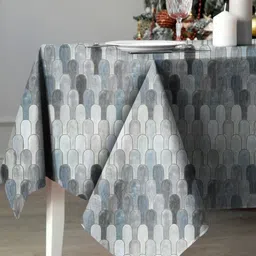 Aura Grey Geometric Printed 6-Seater Table Cover image 2