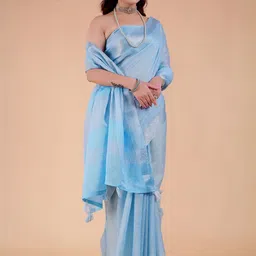 NEGRONI Woven Design Zari Border Saree with Blouse PIece-picture-39