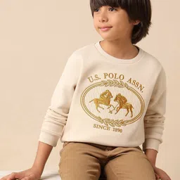 U.S. Polo Assn. Kids Boys Brand Logo Embroidered Long Sleeves Round Neck Cotton Sweatshirt-picture-22