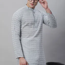 SOJANYA Geometric Embroidered Thread Work Pure Cotton Kurta image 4