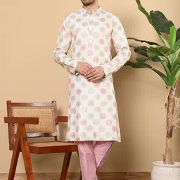 MULTI SHADES Men Ethnic Motifs Embellished Thread Work Kurta image 3