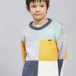 Monte Carlo Boys Self Design Colourblocked Woollen Pullover Sweater image 1