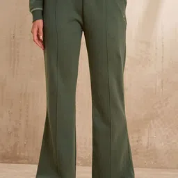 U.S. Polo Assn. Women Solid Flared Fit Mid-Rise Trousers-picture-11