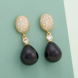 Kushal's Fashion Jewellery Gold-Plated Zircon Teardrop Shaped Drop Earrings-picture-23
