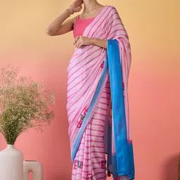 all about you Striped Saree with Blouse Piece-image-4