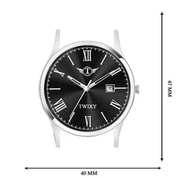 TWIXY Men Brass Printed Dial & Stainless Steel Straps Analogue Watch TYW-TMAX-2 BALCK STEEL image 4
