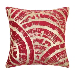 HOSTA HOMES Red & Gold-Toned Set of 5 Abstract Velvet Square Cushion Covers image 2