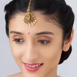 Kushal's Fashion Jewellery Gold- Plated AS Studded Maang Tikka image 5