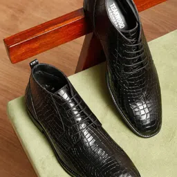 Teakwood Leathers Men Textured Round Toe Lace-Ups Regular Boots-picture-18