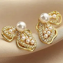 CIKIT Artificial Stones And Pearls Studded Butterfly Shaped Studs-picture-12