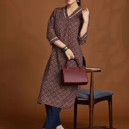 Anouk Women Ethnic Motifs Printed Mirror Work Kurta-picture-23