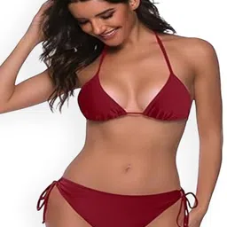 MON FASHION COLLECTION Triangle Cups Halter Neck Swim Bikini Set image 4