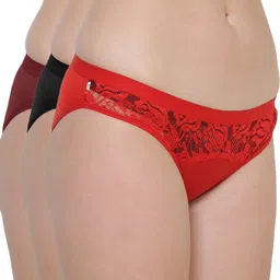 fiyora fashion Pack of 3 Women Hipster Red, Black, Brown Panty-picture-22