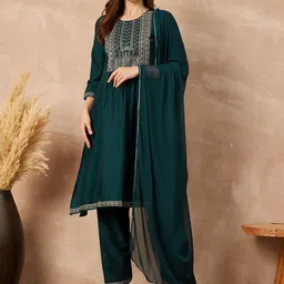 all about you Women Embroidered Regular Kurta with Trousers & With Dupatta-picture-20