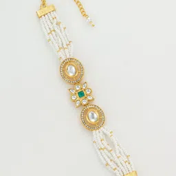 aadita Gold-Plated Pearls Beaded Cuff Bracelet-image-37