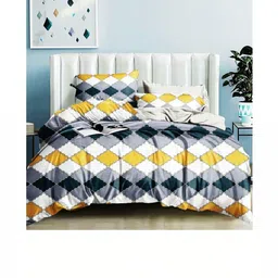 Homybees Multicoloured Geometric 220 TC Bedsheet with Pillow Covers-picture-20