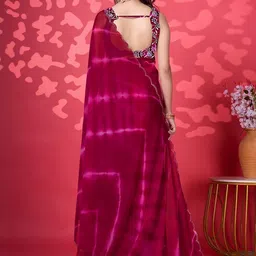 A.V.M. SILK MILLS Tie and Dye Embroidered Maheshwari Saree with Unstitched Blouse Piece image 4