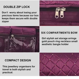 Kuber Industries Purple & Gold Toned Set of 2 Satin Jewellery Organiser Kit With 6 Pouches image 5