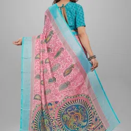 GHAN SALS Ethnic Motifs Woven Design Brasso Baluchari Saree With Unstitched Blouse Piece image 2