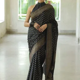 Mitera Geometric Woven Design Zari Banarasi Saree image 3
