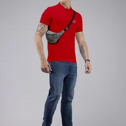 THE EG STORE Men Solid Polo Collar Cotton T-shirt image 2