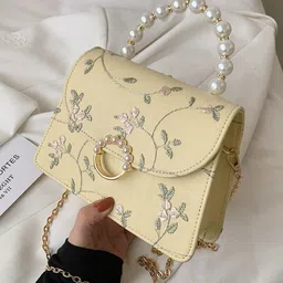 KPOP Women Embellished Structured Handheld Bag image 3