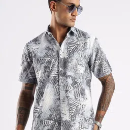 bs blue squad White Black Grey Abstract Printed Regular Fit Casual Shirt-picture-18