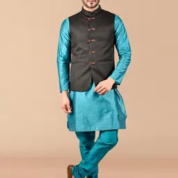 PRINTINDIA Men Regular Pure Silk Kurta with Churidar-picture-19