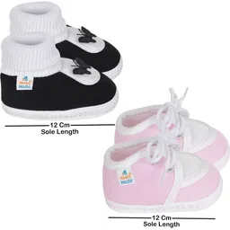 NESKA MODA 3 To 12 Months 2 Pair Newborn Unisex Baby Skin Friendly Soft Cotton Lace Shoe Booties image 2