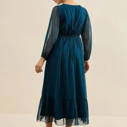 Antheaa Embellished Chiffon Fit & Flare Midi Dress image 5