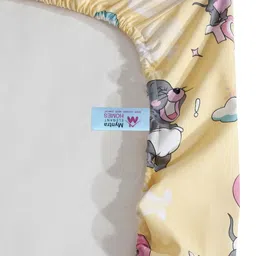 Myntra Elegant Homes Yellow & Grey Cartoon Characters 400 TC Single Bedsheet with 1 Pillow Covers image 5