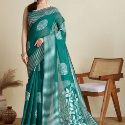 YAMUNE Floral Zari Pure Silk Banarasi Saree image 1