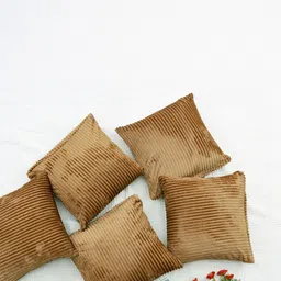 RD TREND Mustard Set of 5 Striped Square Cushion Covers image 3