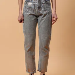 Fashion Gaiia Women Regular Fit Mid-Rise Low Distress Heavy Fade Printed Jeans-image-89