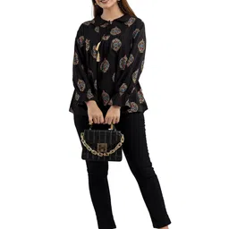 DMP FASHION Print Tie-Up Neck Top image 5